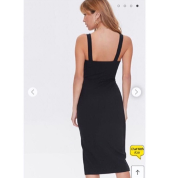 NWT Black Midi Dress with Slit - Picture 4 of 8